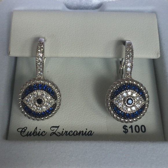 NWT!  Sterling silver evil eye earrings - Picture 2 of 7
